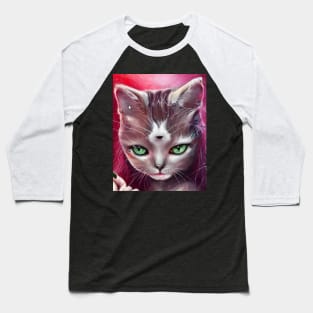 Kitty Cat Artstation Baseball T-Shirt